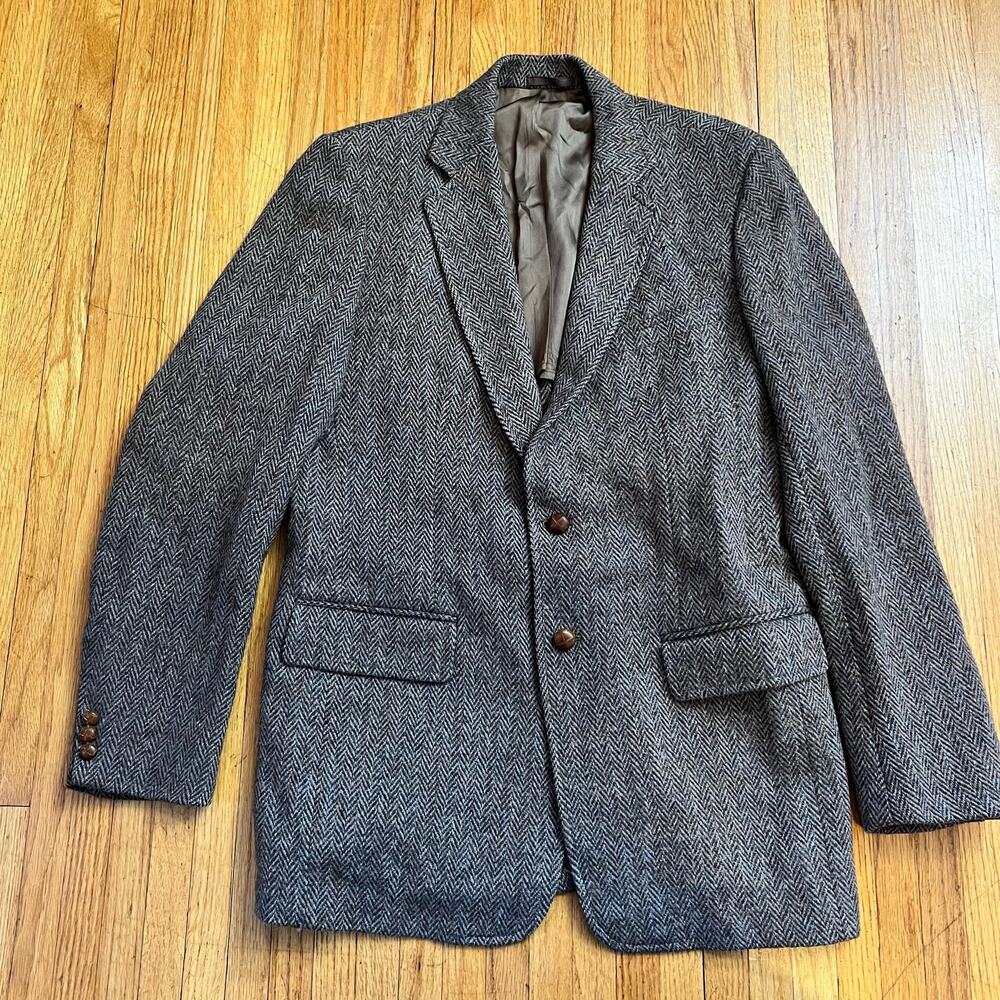 Harris Tweed Coat Mens 40 Blazer Brown Suit Jacket